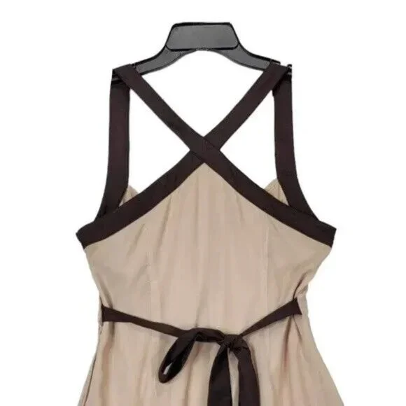 A' Reve Beige Dress Size Medium Women Sleeveless Fit & Flare Ruffle - Picture 5 of 9